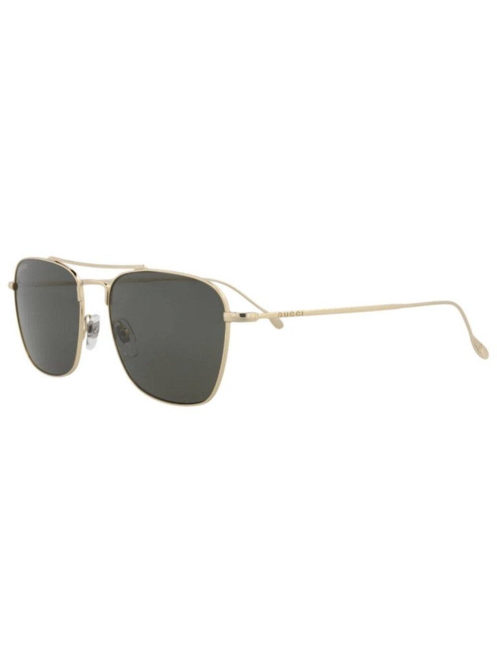 New Gucci Women's Sunglasses Square Rectangle Metal Frame Mens Gold Gold Grey